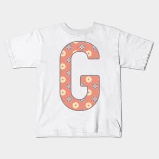 MONOGRAM LETTER G PINK FLORAL TYPOGRAPHY DESIGN Kids T-Shirt